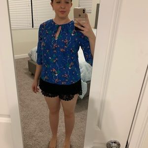 Gap Blouse Blue Floral Sz M!